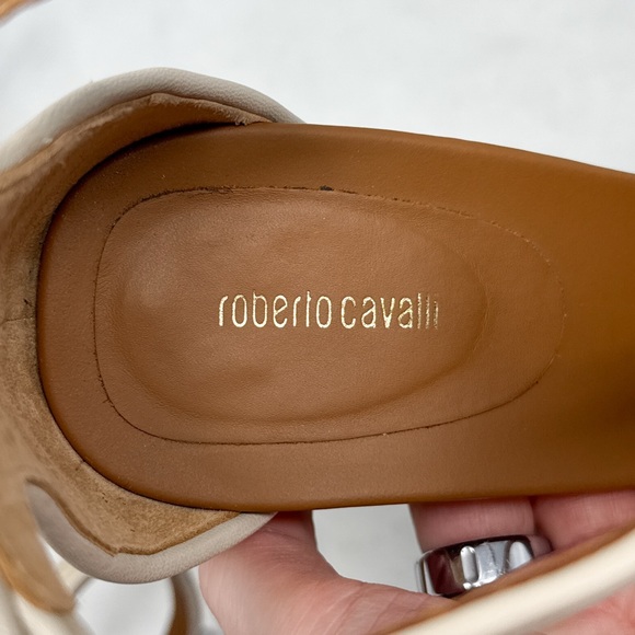 Roberto Cavalli Beaded Embellished T Strap Wooden Block Heel Sandals Bohemian 40 - Picture 10 of 16